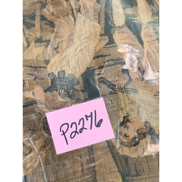 Vintage French Tapestry Square with Rustic Scene of Village Life - Picture 8 of 8